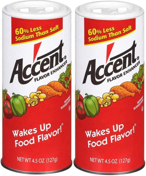 Ac'cent Flavor Enhancer 00054 All Natural 4.5 Oz Canister (Pack of 2) for Meats, Soups, Salads, and Vegetables