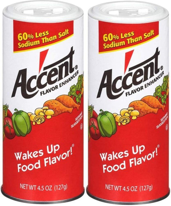 Ac'cent Flavor Enhancer 00054 All Natural 4.5 Oz Canister (Pack of 2) for Meats, Soups, Salads, and Vegetables