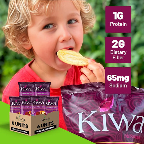 6-Pack 2.5oz (6 Count) Kiwa Vegetable Chips Mix Gluten-Free, Vegan, Kosher, Non-GMO Snack Made with Cassava, Parsnip