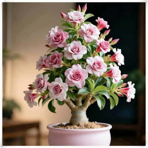 QYTGVSZ (5) Desert Rose Succulent with Vivid Trumpet Drought-Tolerant Caudex Ideal for Windowsills, Desktops & Indoor