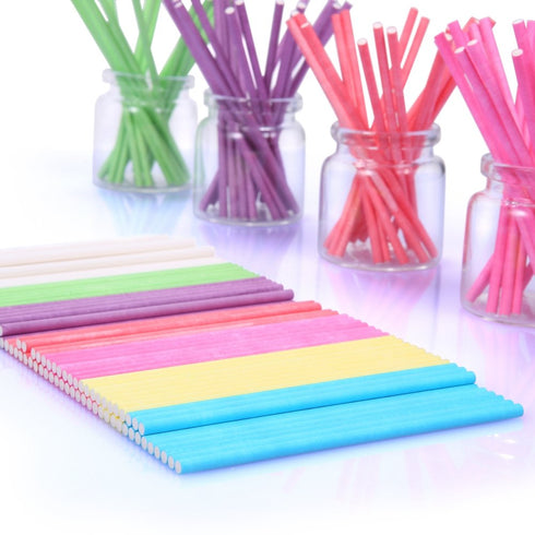 210 Count Colored Lollipop Sticks, 4 Inch, 7 Colors (Rose-red, Blue, Yellow, Purple, Green, Watermelon Red, White)