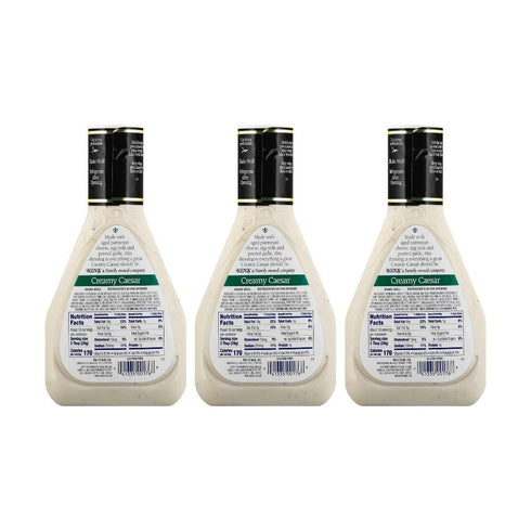 16 OZ (Pack 3) Kens Steakhouse Dressing, Creamy Caesar Dressing, Gluten Free Dressing for Salads or Spreads, FL Bottle
