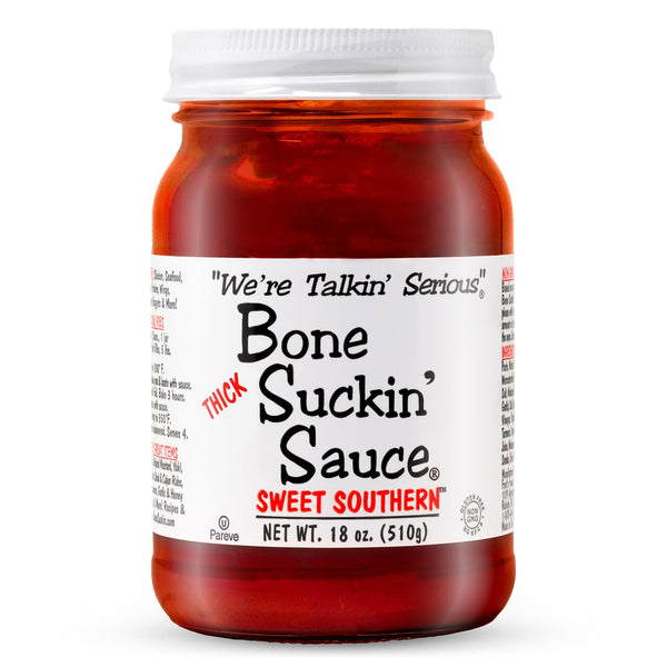 Bone Suckin' Sauce Sweet Southern Thick BBQ Sauce, 18 oz Glass Bottle - Gluten-Free, Non-GMO, Kosher