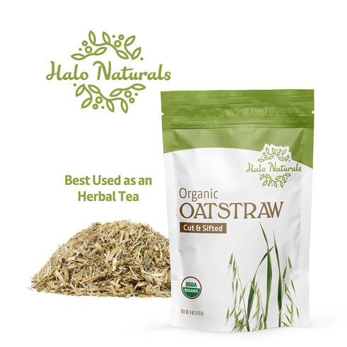 Halo Naturals 4 Packaged (Pack 1) Organic Oatstraw Cut & Sift, Ounces, USDA Certified | Resealable Pouch| in The USA