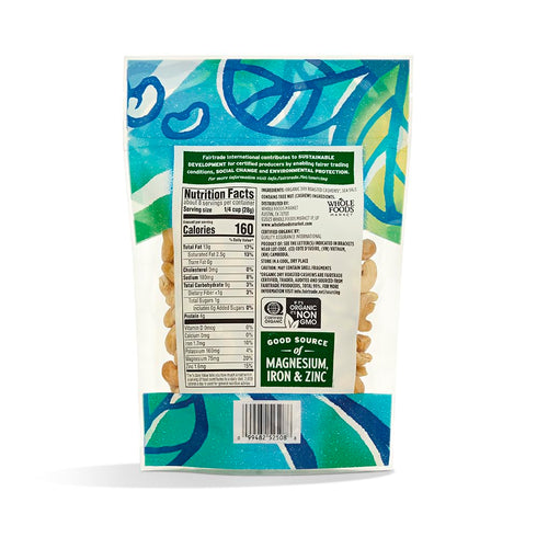 8 Whole Foods Market, Cashews Dry Roasted Sea Salt Fair Trade Organic Ounce