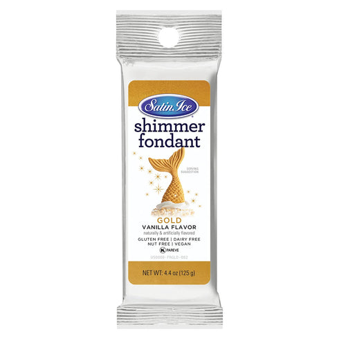 Satin Ice Gold Shimmer Fondant, Vanilla Flavor, 4.4 Ounces