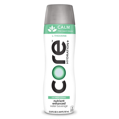 23.9 Oz (Pack 12) CORE Hydration+ Calm, Cucumber Essence Nutrient Enhanced Water with L-Theanine, Fl Bottle