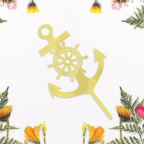 (1) Acrylic Nautical Cake Topper, Ship Anchor Design, for Birthday, Baby Shower, Wedding Party Cake Decor Supplies