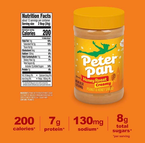 MMIZOO 16.3 oz. (Pack 2) Peter Pan Honey Roast Creamy Peanut Butter