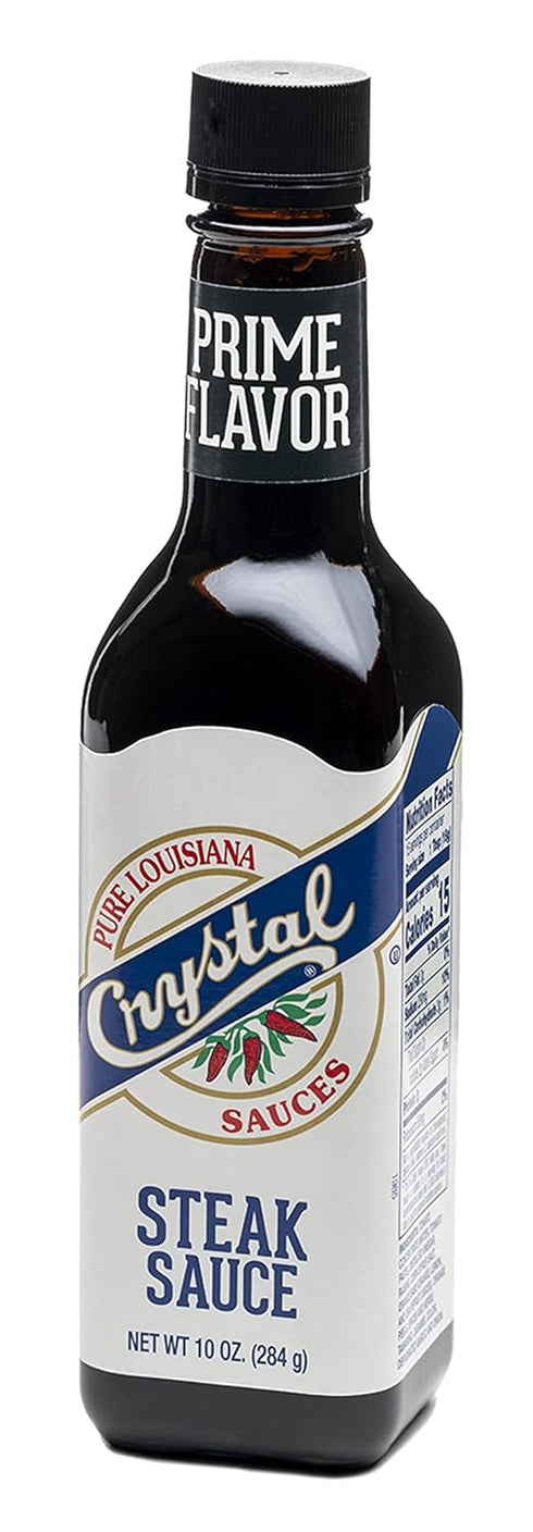 10 Crystal Louisiana's Steak Sauce, Ounce, Compliments Steak, Chicken, Pork, Grilled, Baked or Fried, Zesty & Smoky