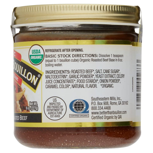 38 8 OZ Better Than Bouillon Organic Roasted Beef Base, Made with Seasoned Roasted Beef, USDA Organic, Blendable Base