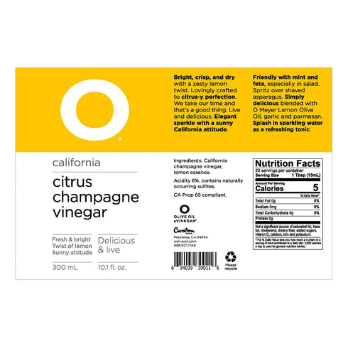 10.1 Oz O Citrus Champagne Vinegar, Fl