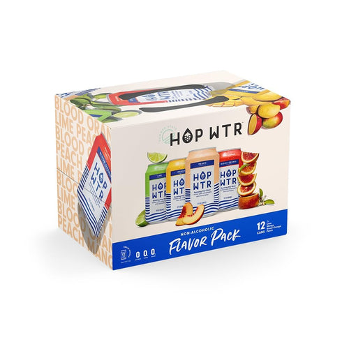 Pack 12 Pack, 12 oz HOP WTR Sparkling Hop Water, Variety Sugar Free, Low Carb Non Alcoholic Drinks, NA Beer, Adaptogen