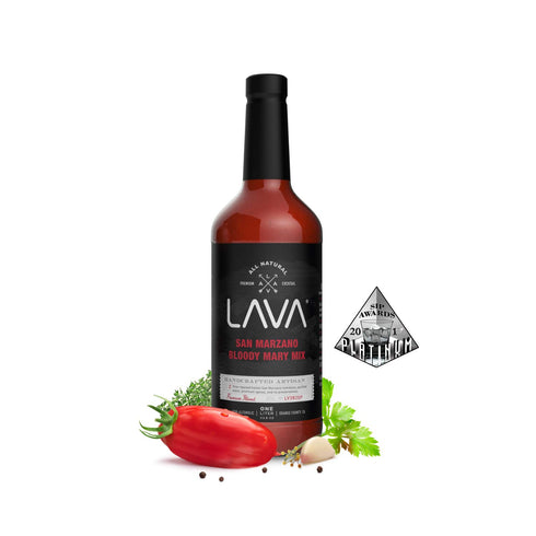 1-Liter (33.8oz) LAVA Premium Bloody Mary Mix made with Italian San Marzano Tomatoes. Gluten Free, Vegan, No Added