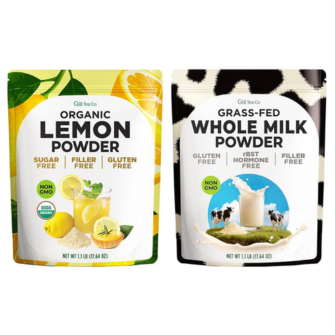 Gya Tea Co Lemon Powder & Whole Milk Powder Set - Non-GMO,