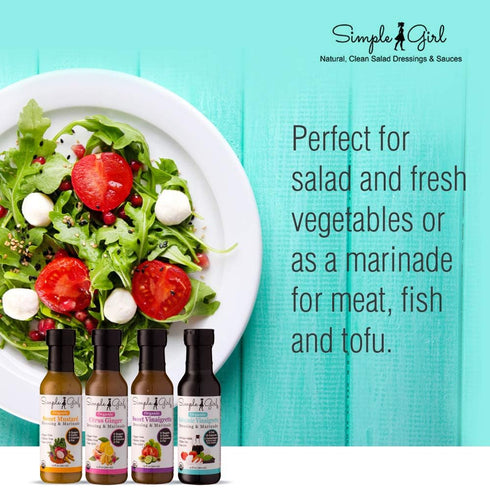 Simple Girl 4 Pack (12 Organic Salad Dressing Variety - Sweet Vinaigrette, Balsamic Vinaigrette, Sweet Mustard
