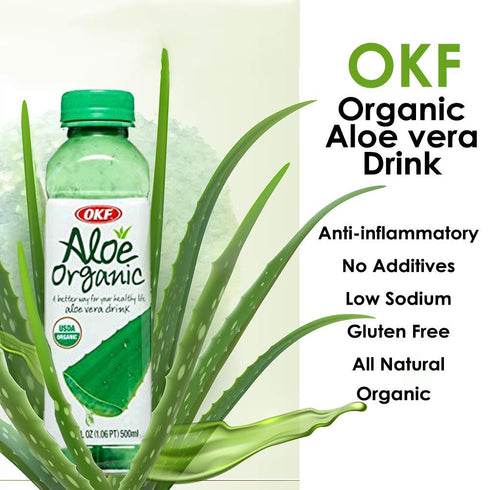 16.9 10) OKF Aloe Vera Drink in Ounce Bottles Healthy Edition (Organic