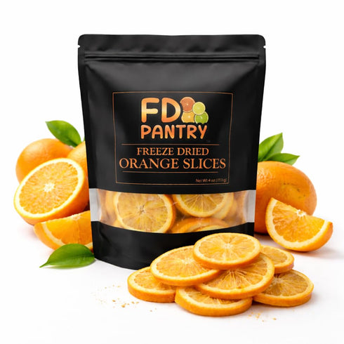 FD Pantry Freeze Dried Orange Slices, 4oz (2025 Slices) USA-Grown Oranges, Crunchy