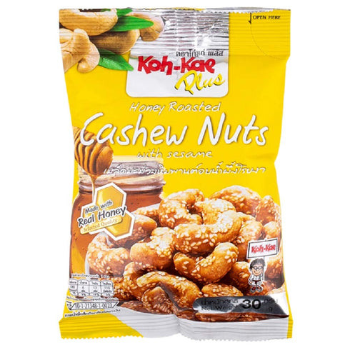 Koh-Kae Plus Brand, Cashew Nuts With Sesame, Honey Roasted 30g X 3 Packs