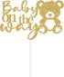 Heddonar Glitter Baby On The Way Cake Topper - Pregnancy Announcements Cake Topper, Baby Bear Gender Reveal Birthday