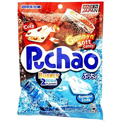 Puchao Gummy 3.53 oz, Pack 3 n' Soft Candy, Cola and Ramune Soda Flavors