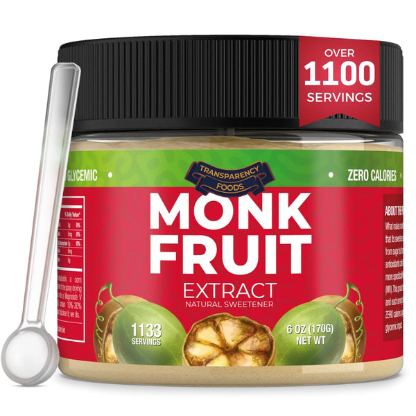 Monk Fruit Sweetener No Erythritol (25X Sweeter Than Sugar) Zero Calories, Zero
