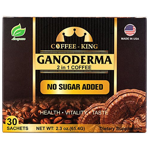 Ganoderma Coffee - Instant 2-in-1 Reishi Mushroom Coffee Mix, All Natural Ganoderma Lucidum, 30 Sachets