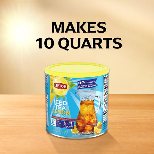 10 (Pack 6) Lipton Reduced Sugar Iced Tea Mix, Lemon Flavor, Makes Quarts