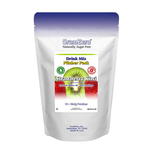 GramZero Strawberry Kiwi Sugar Free Drink Mix, Pitcher Pack - Zero Calorie, Stevia Sweetened - Great for Nutrition Club