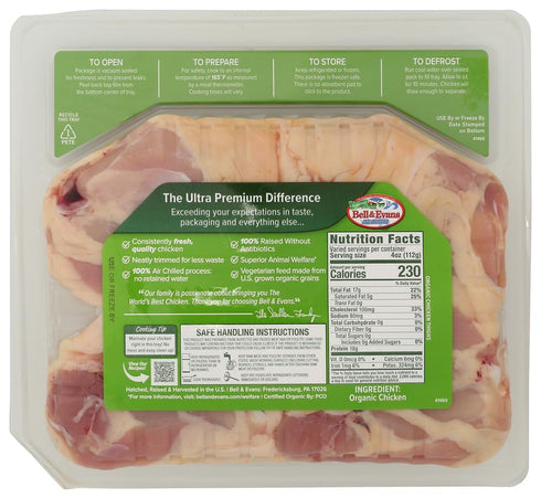 Bell & Evans Pack 2 , Chicken Thigh Air Chilled Organic Tray Step