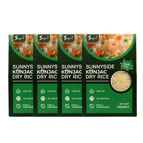 Sunnyside Dry Shirataki Konnyaku Rice 4 Pack Low Fat, Zero Sugar, Vegan,