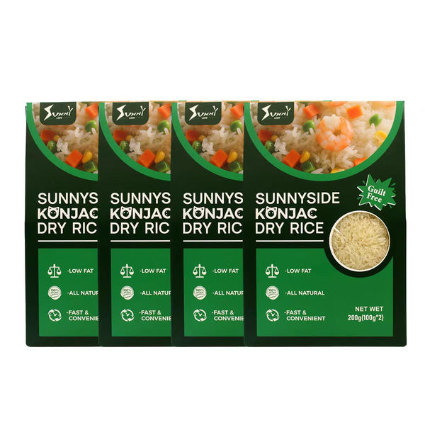 Sunnyside Dry Shirataki Konnyaku Rice 4 Pack Low Fat, Zero Sugar, Vegan,