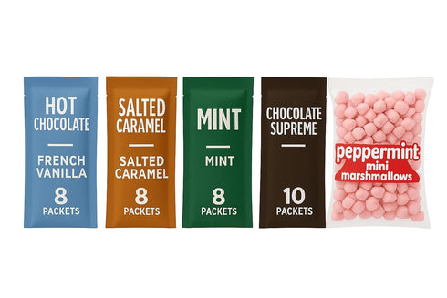 Generic Pack 34 Packets Hot Chocolate Cocoa Mix Variety Gift Individual French Vanilla, Salted Caramel, Mint