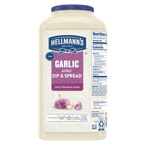 Hellmann's Garlic Aiolii Dip & Spread Jar, For Food Service, Ready to