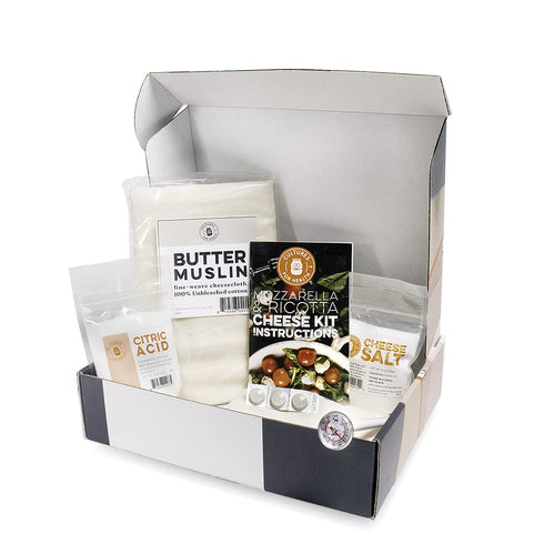 Mozzarella 5 & Ricotta Cheese Making Kit | Piece DIY Kit Includes Cheesecloth, Vegetable Rennet, Citric Acid, Cheese