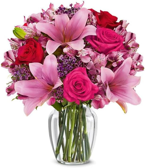From You Flowers - Rose and Lily Bouquet with Glass Vase |