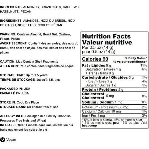 8 Food to Live Deluxe Unsalted Nuts Mix, Ounces A Blend of Dry Roasted Pecans, Cashews, Hazelnuts, Almonds, Brazil