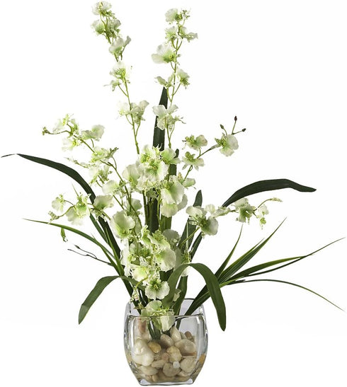 Nearly Natural Dancing Lady Orchid Liquid Illusion Silk Flower Arrangement