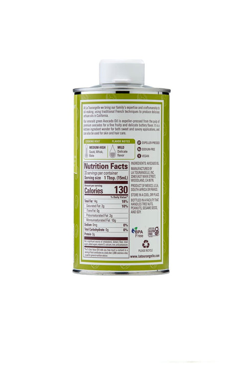 La Tourangelle, Avocado Oil, All-Natural Handcrafted from Premium Avocados, Great for Cooking, as Butter Substitute, and for Skin and Hair, 16.9 fl oz