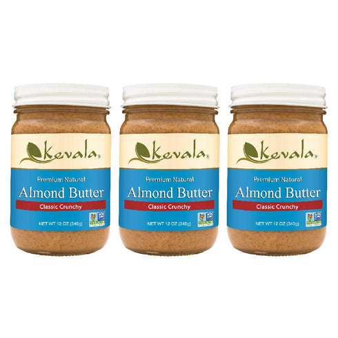 Pack 3, 12 oz, Kevala Almond Butter Crunchy - of Natural Spread for Baking, Nutritious Addition to Breakfast
