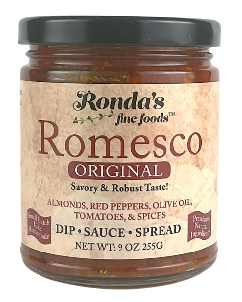 Romesco Dip, Spread, Topping & Sauce – Small-Batch Romesco with Almonds, Olive Oil, Red Peppers, & Tomato