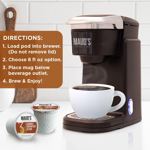 100 100% Maud's Breakfast Blend Coffee Pods, ct, Light Roast Coffee in Single Serve Pods Arabica Beans, Compatible