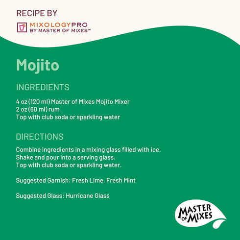 1 (33.8 Oz), Pack 3 Master of Mixes Mojito Drink Mix, Ready To Use, Liter Bottle Fl