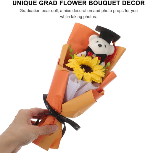 11.02 4.72 3.54 Inch 2026 PRETYZOOM Graduation Bear Bouquet x x Artificial Sunflower Bear Graduation Party Decoration