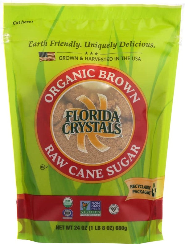 Florida Crystals Organic Sugar, Brown, 24-Ounce Bags (Pack of 6) by Florida