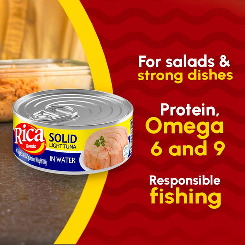 5 oz Rica Rondo Solid Tuna in Water, Wild Caught, Easy Open Can