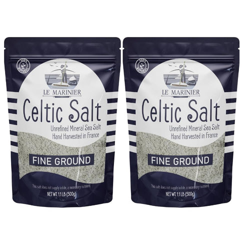 Le Marinier Celtic Salt Organic Fine Ground, 1.1lb - 18oz, Pack of