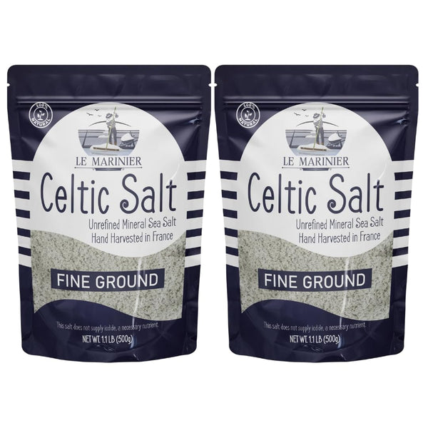 Le Marinier Celtic Salt Organic Fine Ground, 1.1lb - 18oz, Pack of