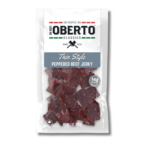 Oh Boy! Oberto Classics Thin Style Peppered Beef Jerky, 7 Ounce