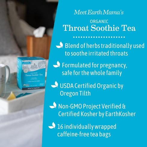 Throat Soothie Tea with Elderflower for Immune Support - 16-Count, Safe for Kids & During Pregnancy
